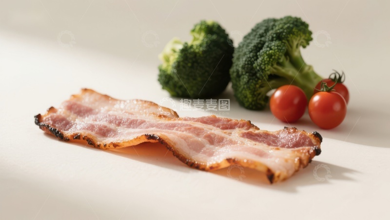 高清大图下载【趣麦麦图】培根与西兰花樱桃番茄的组合