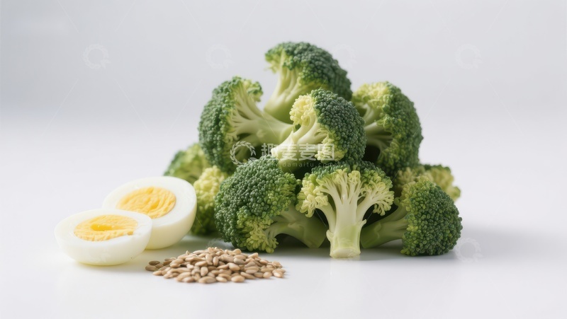 高清大图下载【趣麦麦图】西兰花与鸡蛋的健康组合