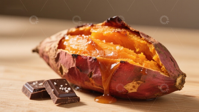 高清大图下载【趣麦麦图】烤红薯配巧克力，甜蜜美食