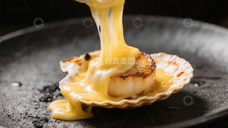 高清大图下载【趣麦麦图】芝士淋浇煎制扇贝