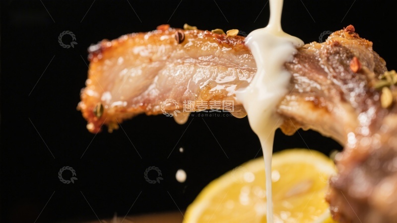 高清大图下载【趣麦麦图】香脆排骨配柠檬酱，诱人美味