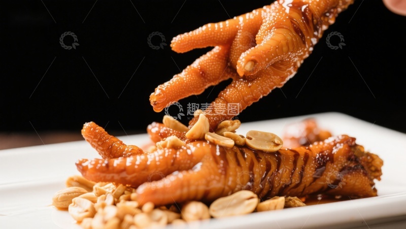 高清大图下载【趣麦麦图】美味卤鸡爪配花生