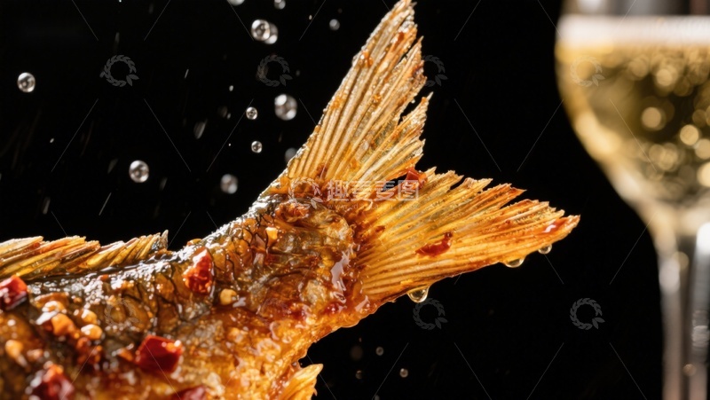 高清大图下载【趣麦麦图】香煎鱼尾配白葡萄酒