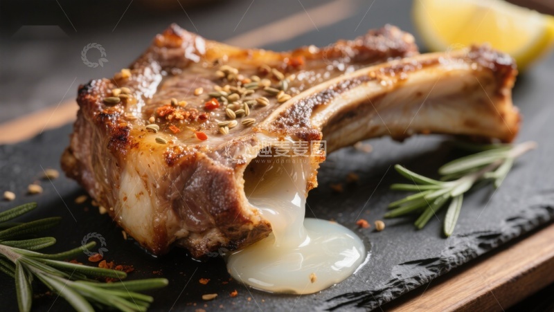 高清大图下载【趣麦麦图】香烤羊排配迷迭香与柠檬