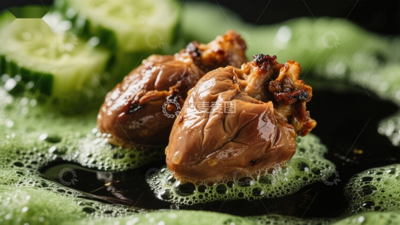 高清大图下载【趣麦麦图】酱香鸡心配青瓜特写