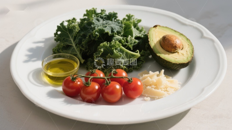 高清大图下载【趣麦麦图】新鲜蔬菜与牛油果的健康搭配