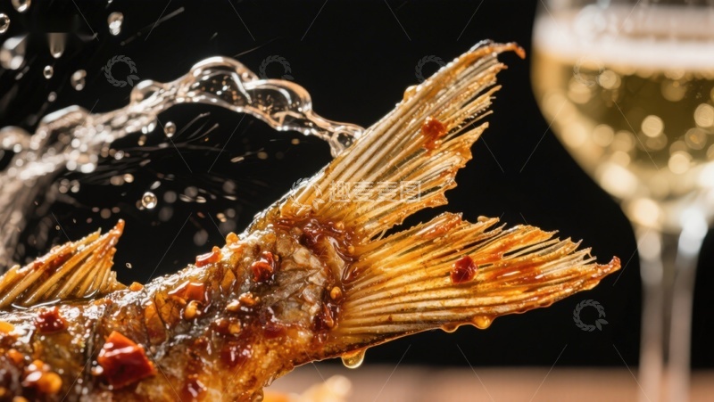 高清大图下载【趣麦麦图】香辣烤鱼配白葡萄酒