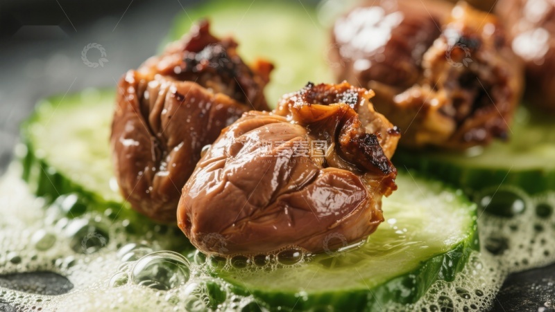 高清大图下载【趣麦麦图】酱烤鸡胗配黄瓜片