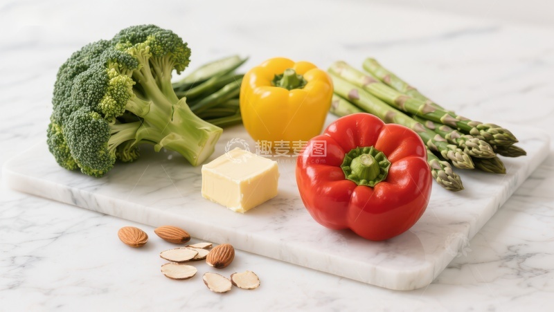 高清大图下载【趣麦麦图】新鲜蔬菜与坚果的健康组合