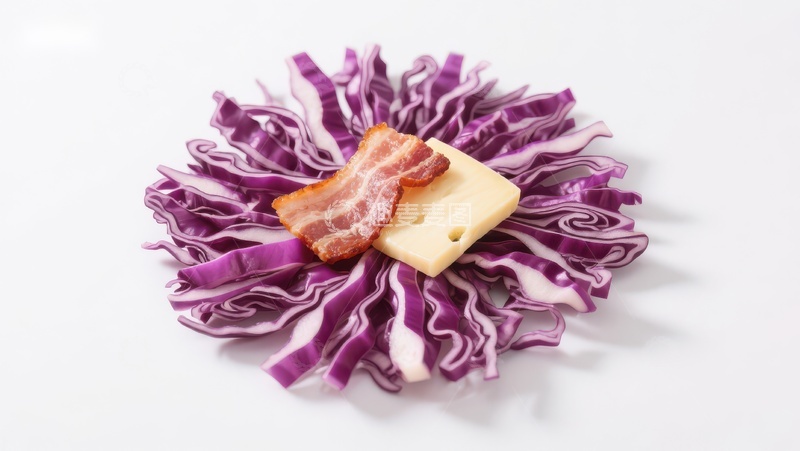 高清大图下载【趣麦麦图】紫甘蓝上的奶酪与培根