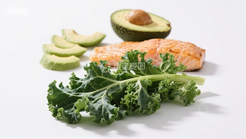 高清大图下载【趣麦麦图】新鲜三文鱼配鳄梨和羽衣甘蓝