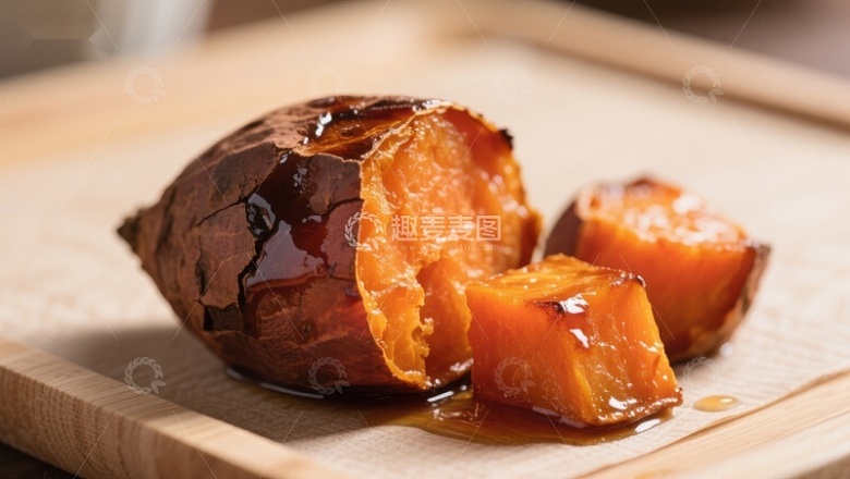 烤红薯切块，甜汁流淌