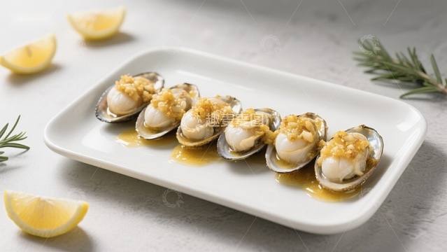 蒜蓉扇贝配柠檬