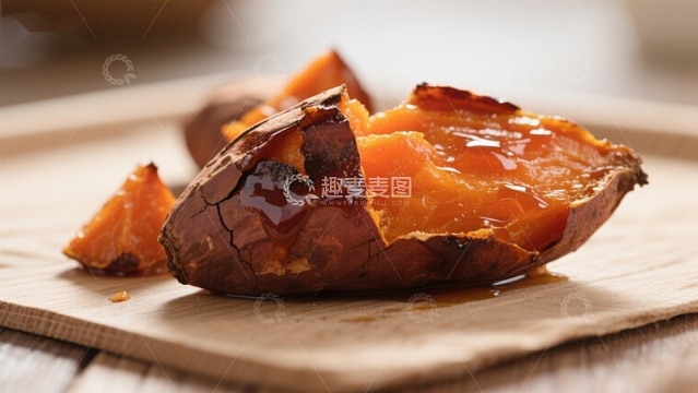 烤红薯切开流蜜