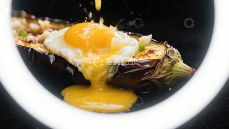 高清大图下载【趣麦麦图】煎蛋与茄子的完美结合