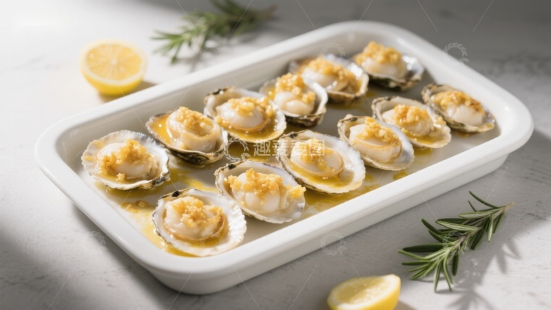 高清大图下载【趣麦麦图】烤扇贝配柠檬与香草