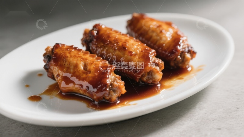 高清大图下载【趣麦麦图】酱汁鸡翅，美味诱人