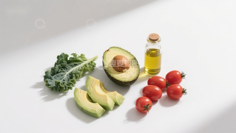 高清大图下载【趣麦麦图】新鲜蔬菜与橄榄油的健康组合