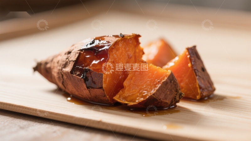 高清大图下载【趣麦麦图】烤红薯切片，淋上糖浆
