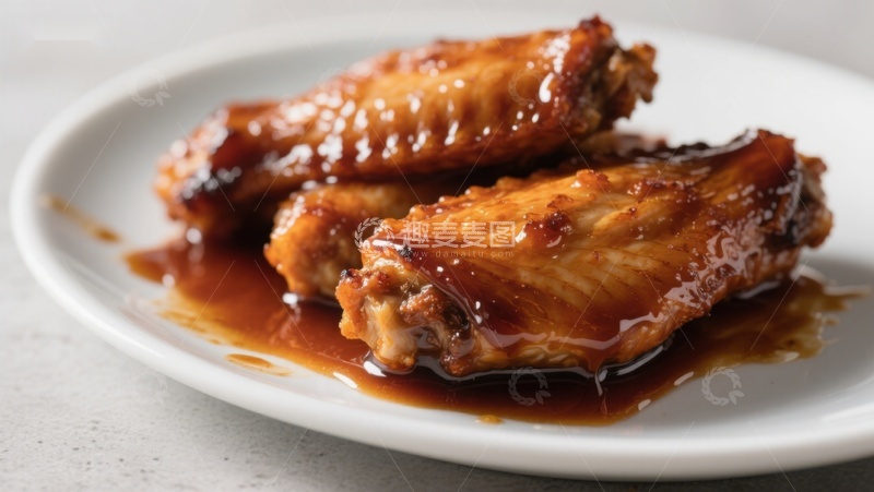 高清大图下载【趣麦麦图】酱汁淋鸡翅，美味诱人