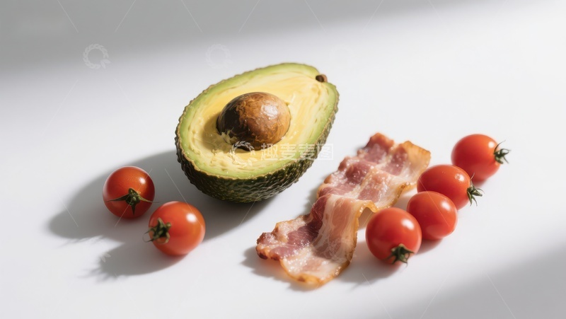 高清大图下载【趣麦麦图】牛油果、樱桃番茄与培根的组合