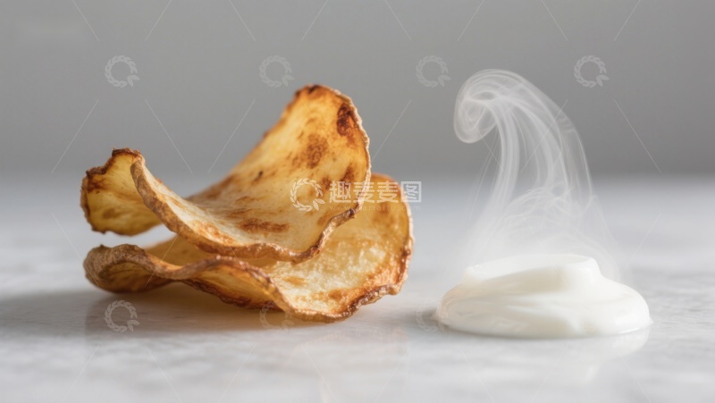 高清大图下载【趣麦麦图】脆薯片与奶油酱，热气腾腾