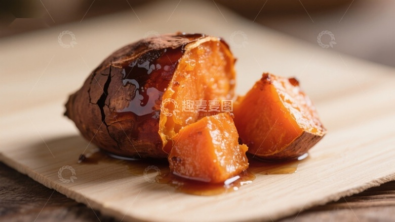 烤红薯切块，甜汁四溢