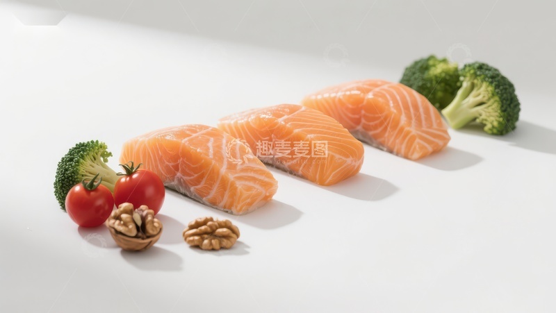 高清大图下载【趣麦麦图】三文鱼配蔬菜与坚果