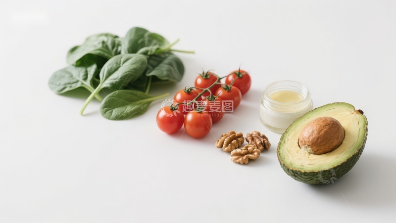 高清大图下载【趣麦麦图】新鲜食材与护肤油的组合