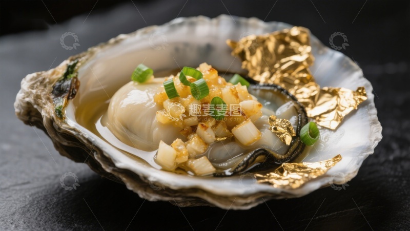 高清大图下载【趣麦麦图】精致生蚝配金箔装饰