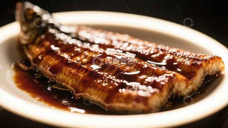 高清大图下载【趣麦麦图】烤鳗鱼淋酱汁，色泽诱人