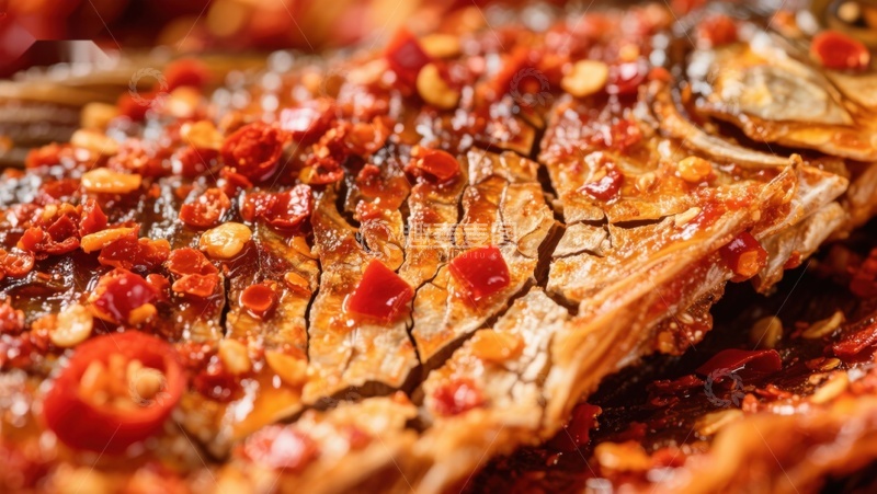 香辣烤鱼，辣椒花生点缀