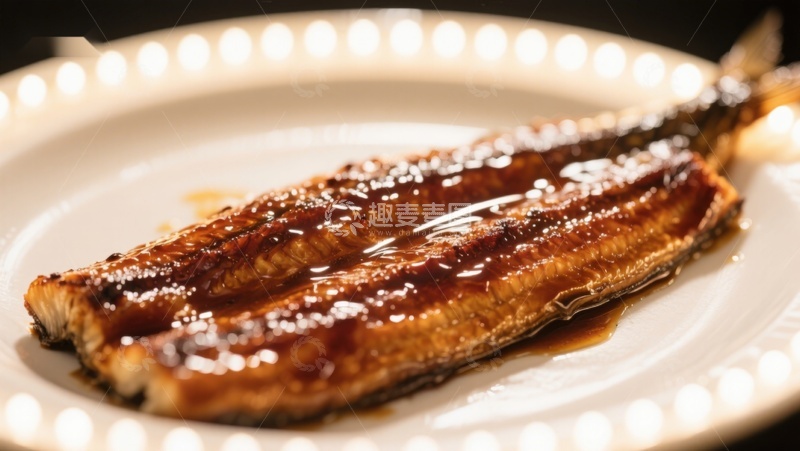 高清大图下载【趣麦麦图】烤鳗鱼特写，酱汁浓郁