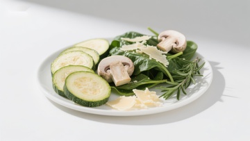 新鲜蔬菜沙拉配蘑菇和奶酪