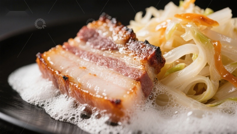 高清大图下载【趣麦麦图】煎五花肉配炒面