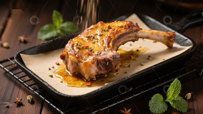 高清大图下载【趣麦麦图】香煎羊排配香草调味