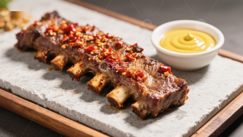 高清大图下载【趣麦麦图】香辣排骨配芥末酱