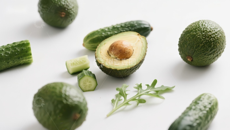 高清大图下载【趣麦麦图】新鲜牛油果与黄瓜的组合