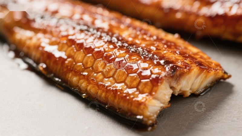 高清大图下载【趣麦麦图】烤鳗鱼特写，酱汁光泽诱人