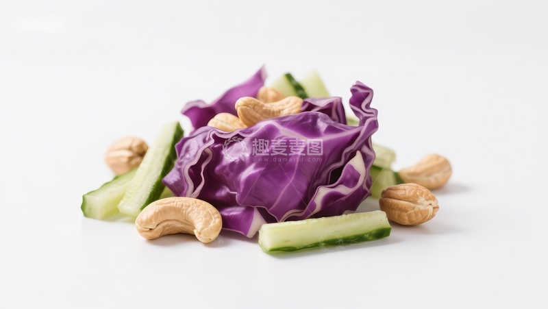 高清大图下载【趣麦麦图】紫甘蓝与黄瓜、腰果的清新组合