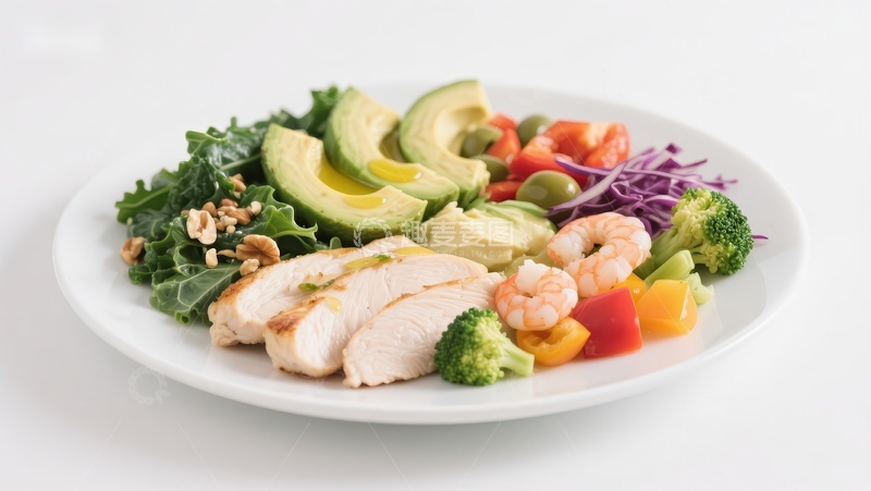 高清大图下载【趣麦麦图】健康沙拉配烤鸡胸肉