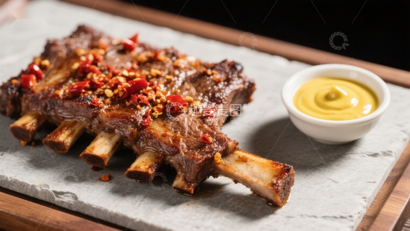 高清大图下载【趣麦麦图】香辣烤肋排配芥末酱