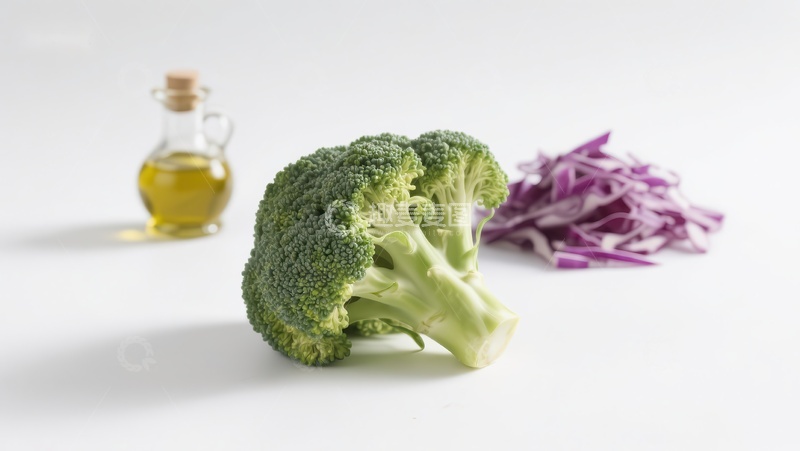 高清大图下载【趣麦麦图】新鲜西兰花与紫甘蓝及橄榄油