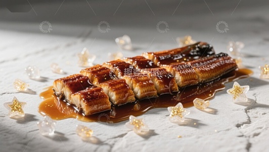 烤鳗鱼配糖霜装饰