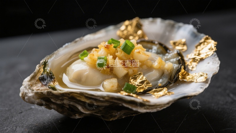 高清大图下载【趣麦麦图】精致生蚝配金箔装饰