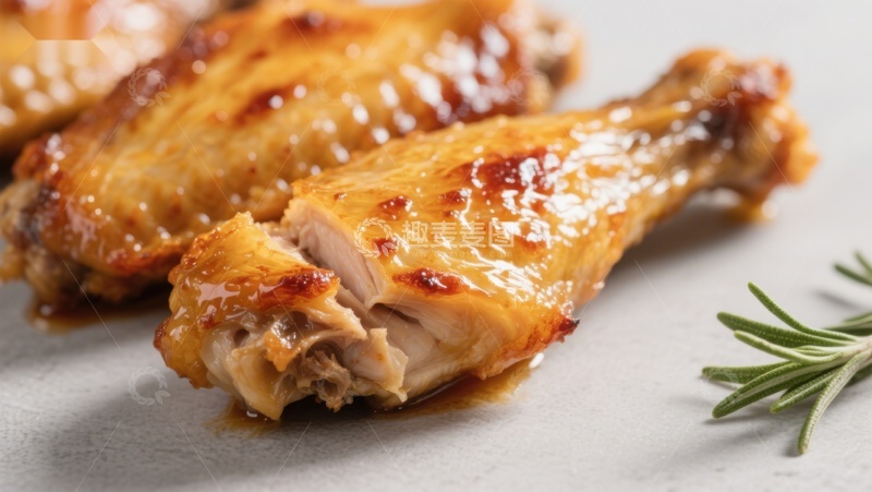 高清大图下载【趣麦麦图】美味烤鸡腿，色泽金黄诱人