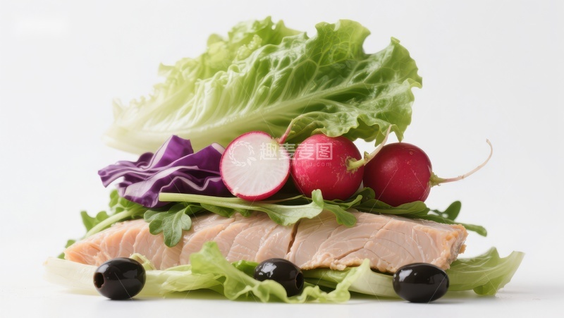 高清大图下载【趣麦麦图】新鲜三文鱼配蔬菜沙拉
