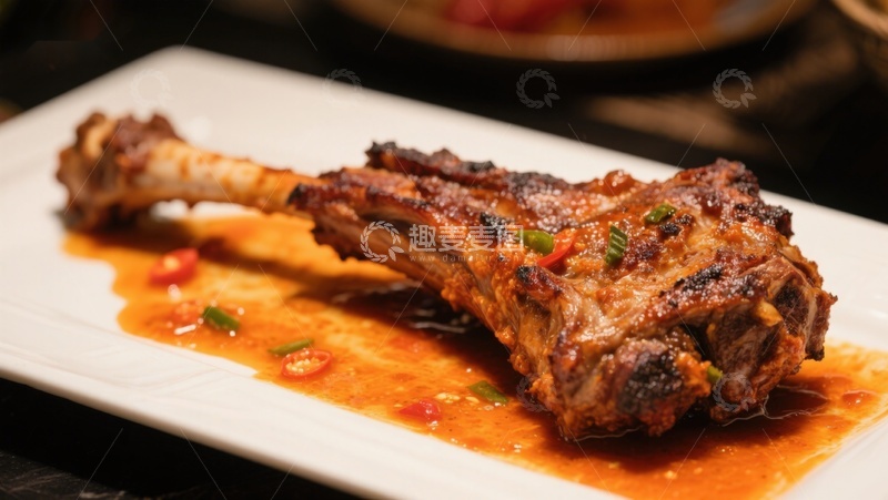 高清大图下载【趣麦麦图】香辣烤羊排配浓郁酱汁