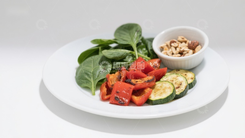 高清大图下载【趣麦麦图】新鲜蔬菜沙拉配坚果