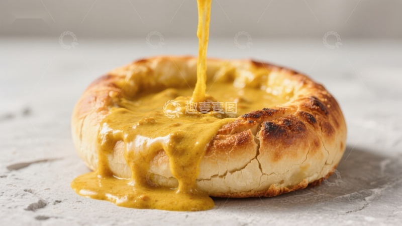 高清大图下载【趣麦麦图】金黄酱汁倾泻于酥脆面包之上